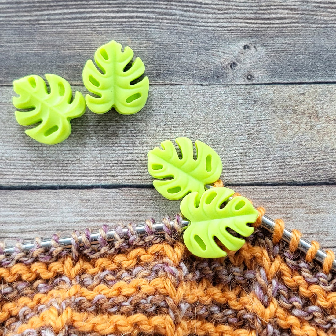 Monstera Leaf Stitch Stoppers | Knitting Needle Point Protectors