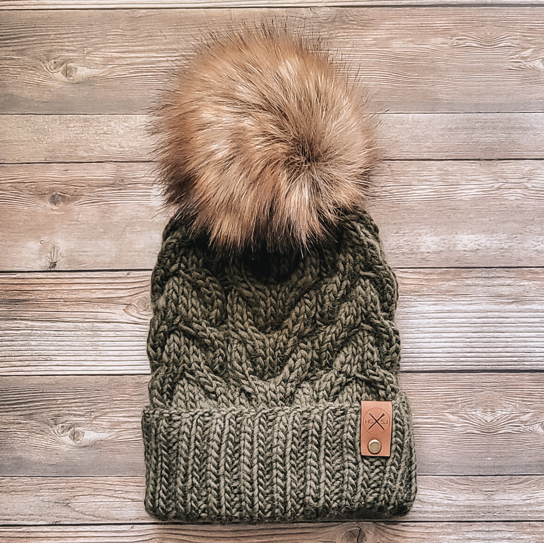 The AUREL Beanie | Cuffed Cable-Knit Beanie | Peruvian Highland Wool | Olive
