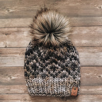 The LEO Beanie | Fair Isle Chunky Beanie | Merino Wool | Laguna Negra/Plomo