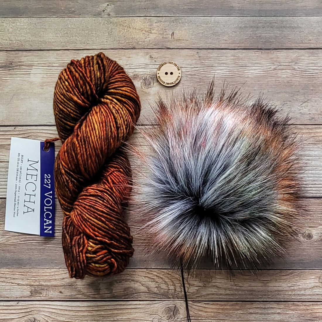 Yarn + Pom Kit | Malabrigo Mecha | Volcan (227) + Spiced