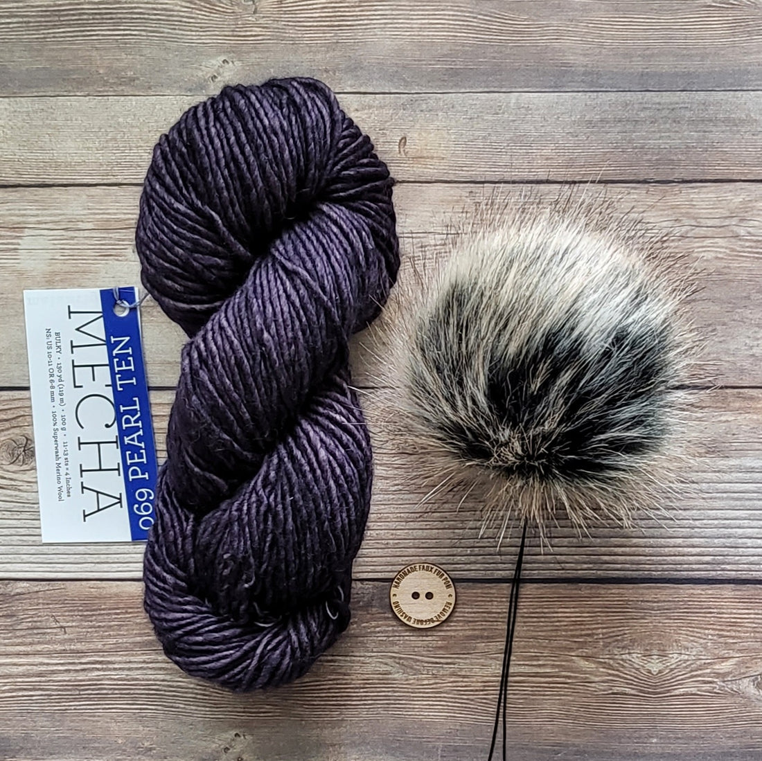 Yarn + Pom Kit | Malabrigo Mecha | Pearl Ten (069) + Toasted Mallow