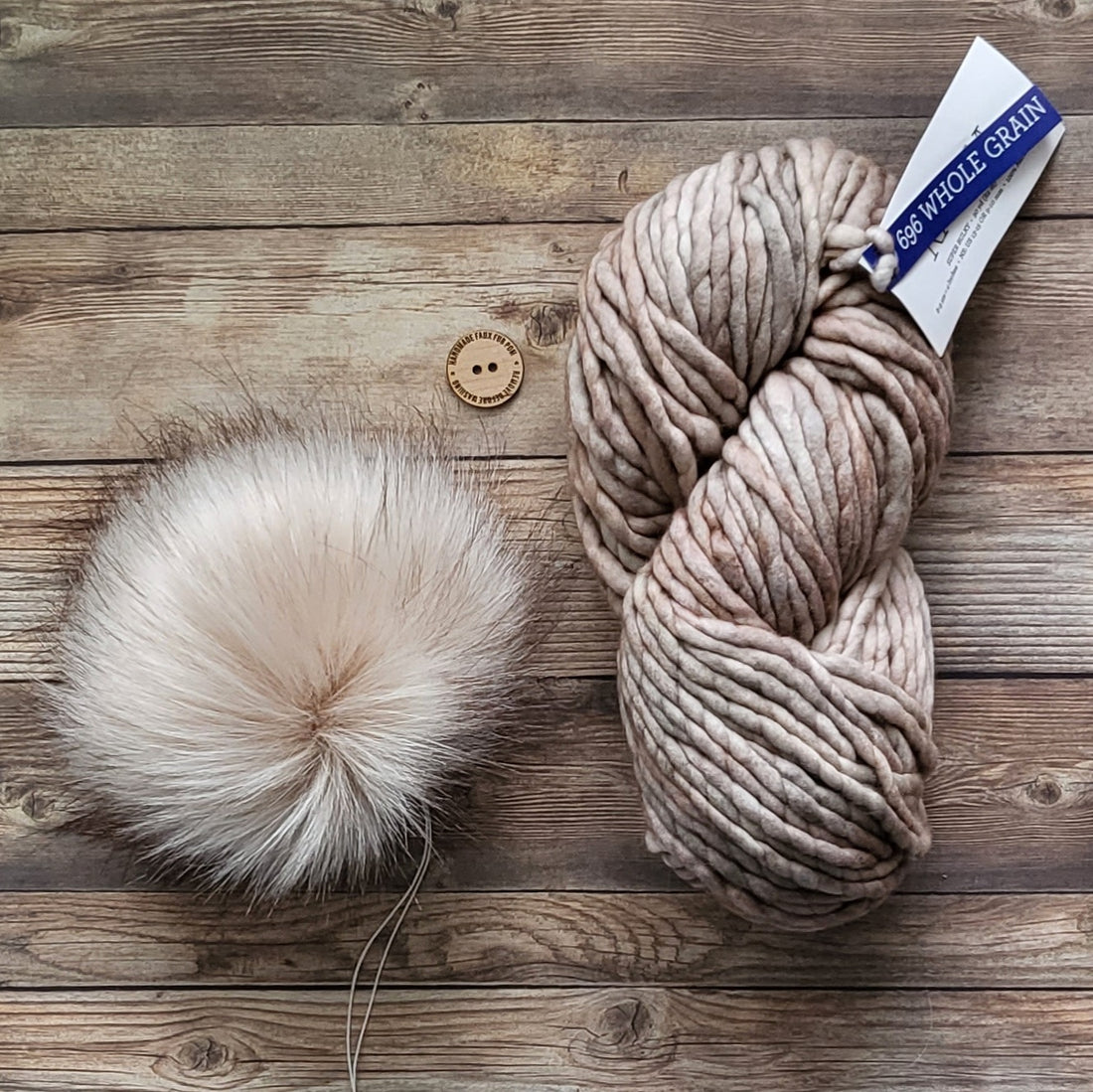 Yarn + Pom Kit | Malabrigo Rasta | Whole Grain (696) + Pearl