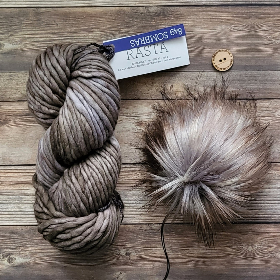 Yarn + Pom Kit | Malabrigo Rasta | Sombras (849) + Moonlight