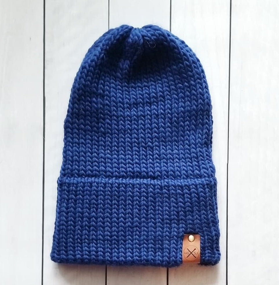 Double Brim Beanie | Peruvian Highland Wool | Navy Blue