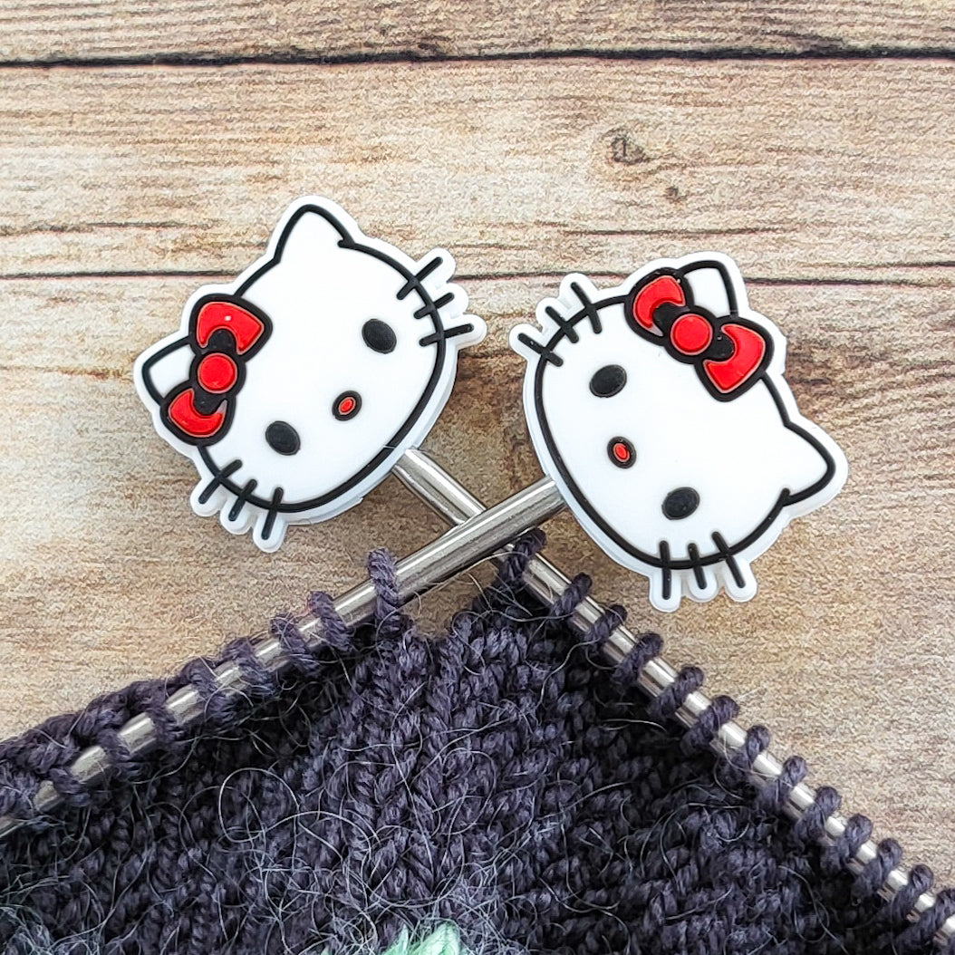 Hello Kitty Head Stitch Stoppers | Knitting Needle Point Protectors