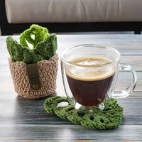 Crochet Flower Pot Coaster Set | Crochet Flower Bouquet Coaster
