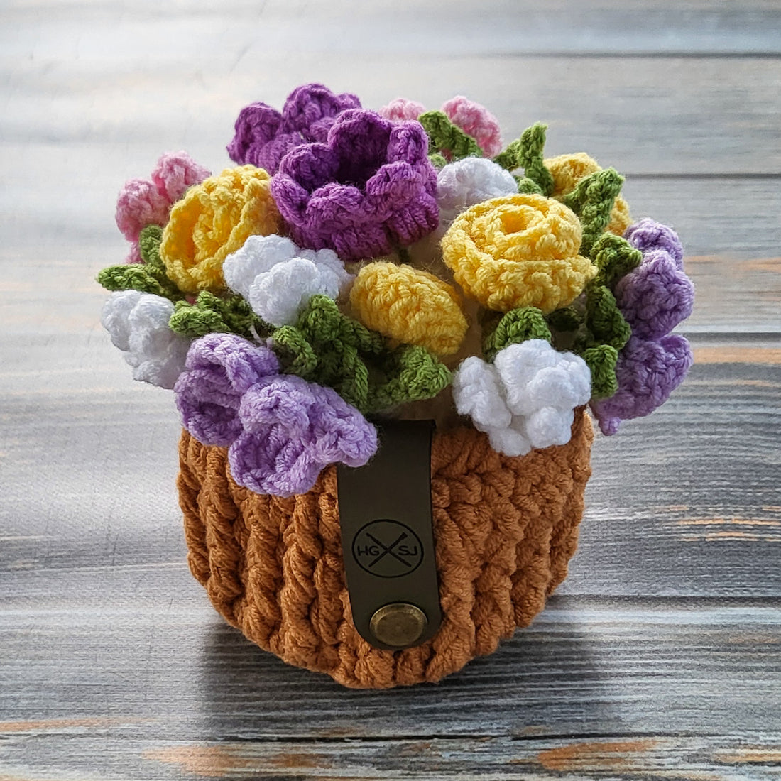 Crochet Flower Pot Coaster Set | Crochet Flower Bouquet Coaster