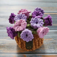Crochet Flower Pot Coaster Set | Crochet Flower Bouquet Coaster