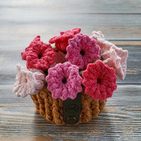 Crochet Flower Pot Coaster Set | Crochet Flower Bouquet Coaster