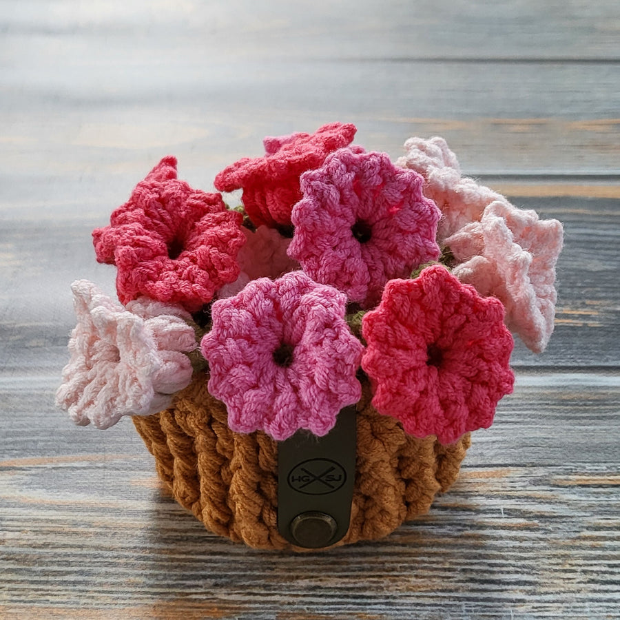 Crochet Flower Pot Coaster Set | Crochet Flower Bouquet Coaster