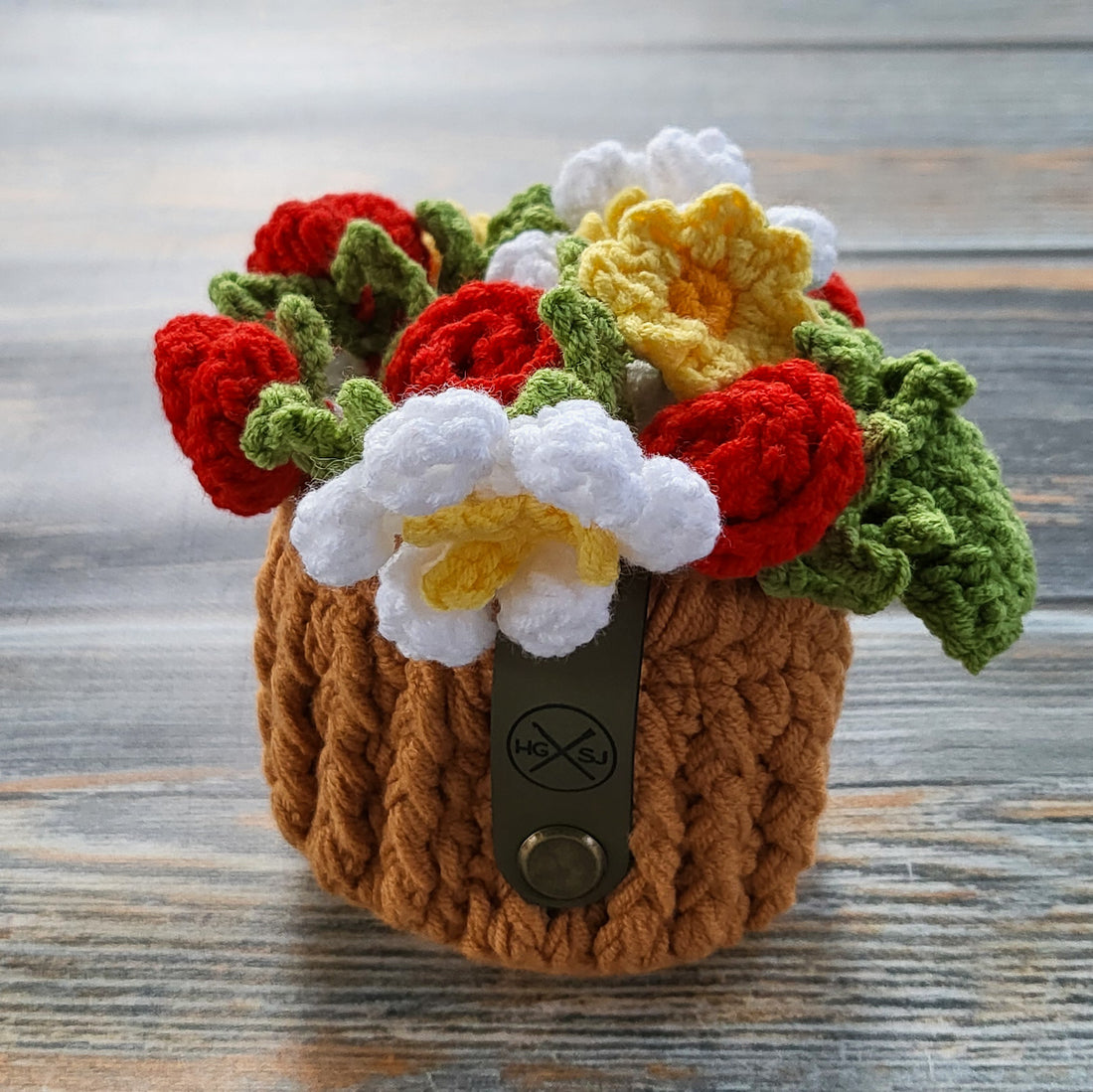 Crochet Flower Pot Coaster Set | Crochet Flower Bouquet Coaster