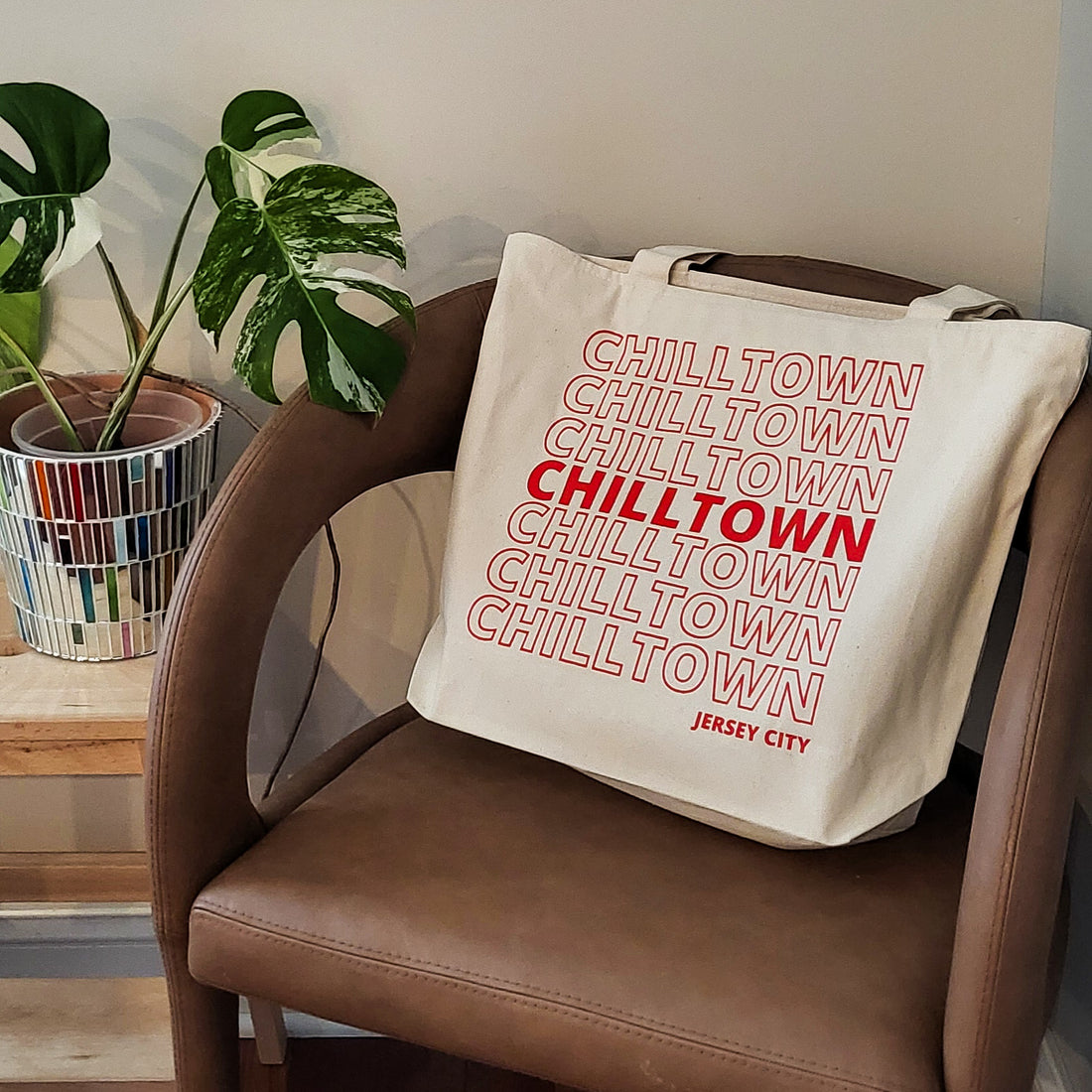 Chilltown Jersey City Tote Bag | Zippered Tote Bag | Heavy Canvas
