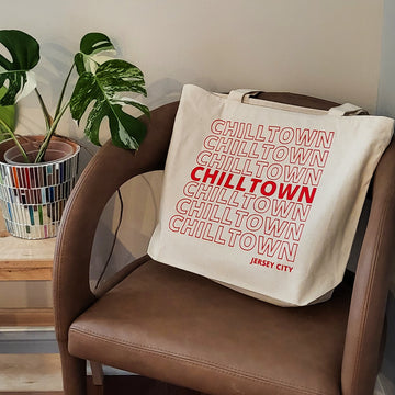 Chilltown Jersey City Tote Bag | Zippered Tote Bag | Heavy Canvas