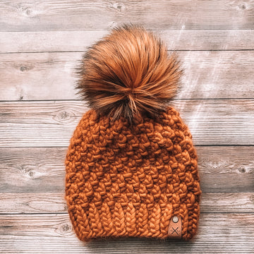 Textured Knit Chunky Beanie | Peruvian Highland Wool | Cinnamon