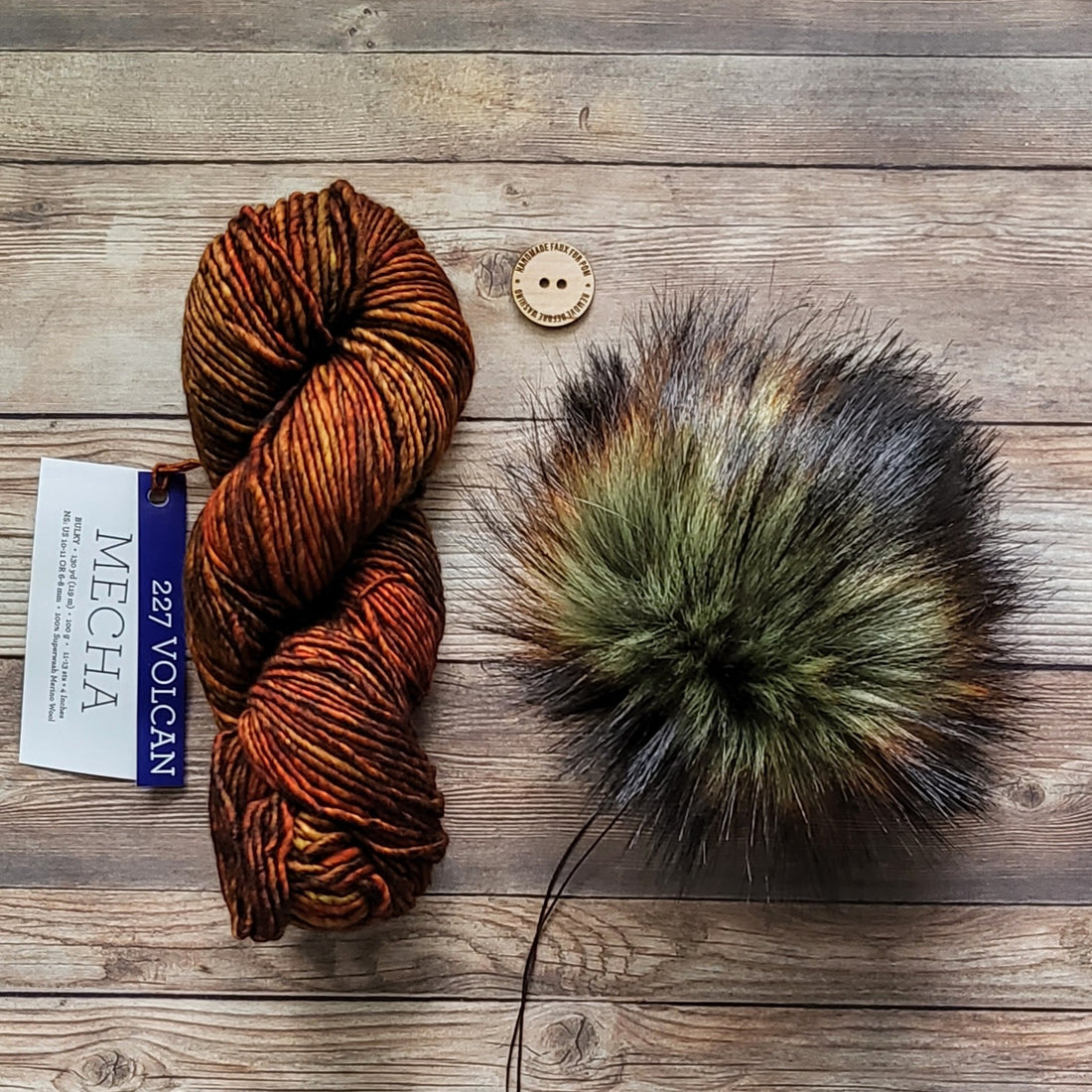 Yarn + Pom Kit | Malabrigo Mecha | Volcan (227) + Umber