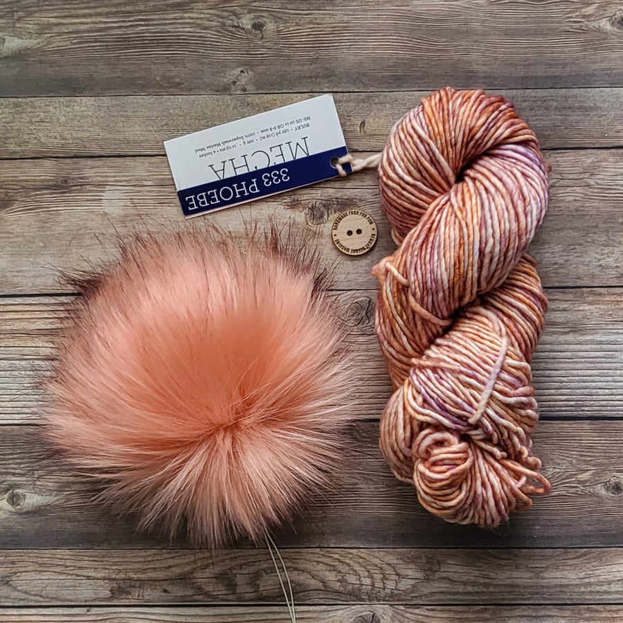 Yarn + Pom Kit | Malabrigo Mecha | Phoebe (333) + Peachy