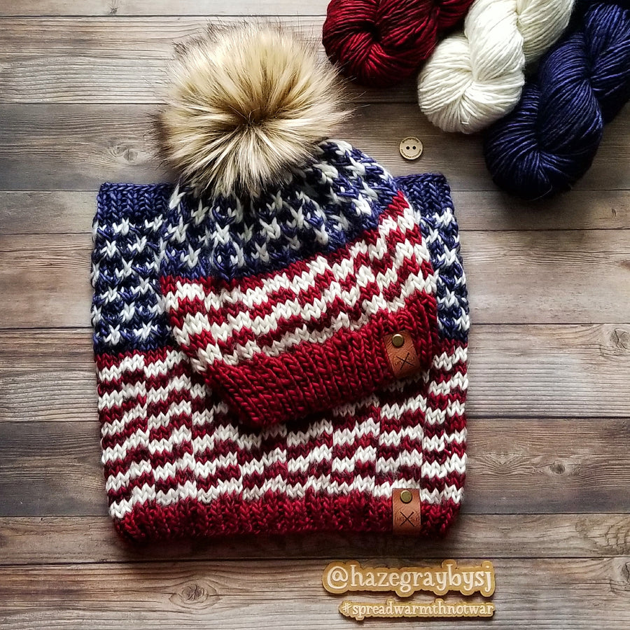 Yarn + Pom Kit | The AMERICANA Beanie and The AMERICANA Cowl | Malabrigo Mecha