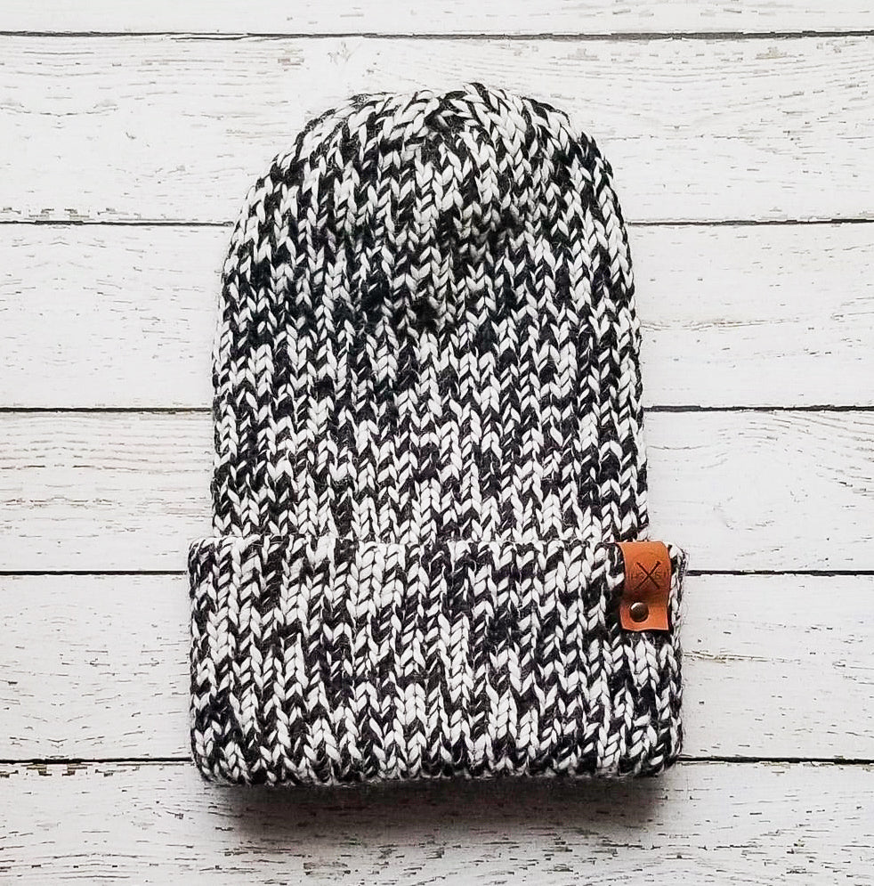 Cuffed Double Layer Beanie | Peruvian Highland Wool | Spotted Black