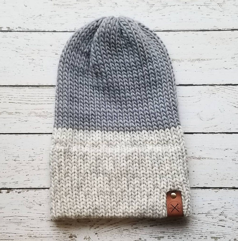 Double Brim Beanie | Peruvian Highland Wool | Spotted Grey/Grey